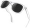 KANASTAL Transparent Black Sunglasses Mens Polarised Womens Square Vintage Retro Driving Vacation UV400 Protection - Clear Frame Black Lens
