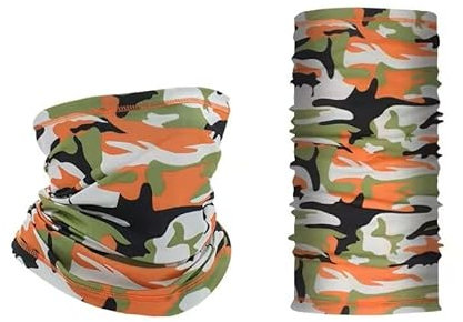 ABTAA Elastische Kopftücher, Multifunktionstuch, Bandana, winddicht, atmungsaktiv, UV-Schutz, Schlauchschal für Radfahren, Wandern, Armee Orange, Einheitsgröße