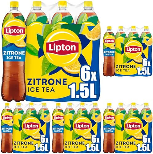 LIPTON ICE TEA Lemon, Eistee mit Geschmack Zitrone EINWEG (6 x 1.5 l) (Packung mit 5)