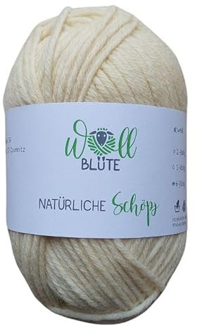 Wollblüte Strickwolle | Wolle vom Schaf zum Stricken und Häkeln | regionale Schurwolle wollweiß in drei Stärken (6-fädig)