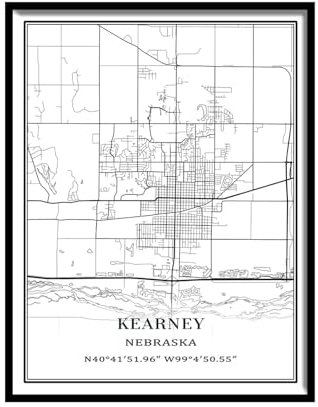 Tanokcrs Kearney Nebraska Amerika, Wandkunst, Stadtkarte, Gemälde, Leinwand, ungerahmt, Kunstwerk, modernes einfaches Poster, Heimbüro, Dekoration, 27,9 x 35,6 cm