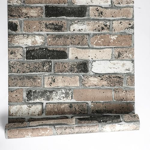 Swehooirt Brown Wallpaper for Living Room Feature Wall Brown Brick Effect Wallpaper 3D Effect Wall Paper Roll Bedroom Wallpapers for Adults Retro Panelling Lounge