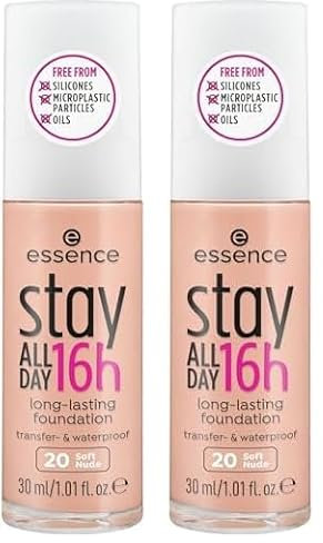 essence cosmetics stay ALL DAY 16h long-lasting Foundation 20 Soft Nude (Packung mit 2)
