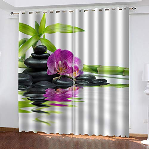 BOVZOX Gardine Vorhänge 2 Stück x 75 B x 166cm H Orchidee Blickdichte Gardinen - Lichtundurchlässige Vorhang mit Ösen für Schlafzimmer Geräuschreduzierung