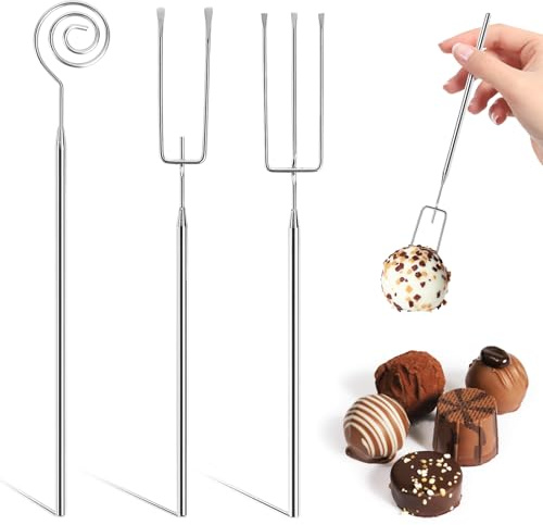 Schokolade Pralinengabel Set 3 Stück Schokoladen Tauchgabel Edelstahl Schokolade Pralinen Besteck für Handgefertigte Pralinen, Süßigkeiten, Pralinen, Trüffel