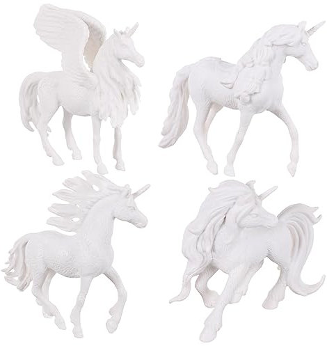 MOLUCKFU 4pcs Paint Your Unicorn DIY Painting Kit White Paint Your Own Unicorn Figurine Unpainted Plaster Statues for Boys and Development Arts Crafts Party Favor