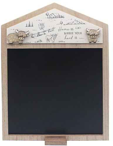 Lesser & Pavey Love & Affection Highland Cow Brown Wooden Blackboard