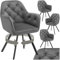 tectake® 4er Set Esszimmerstühle drehbar mit Armlehne, Samtstoff Drehstuhl ergonomisch, Möbel für Wohnzimmer, Stühle für Dining Lounge, Office, als Schminkstuhl oder Schreibtischstuhl - anthrazit