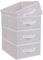 OVAKIA Fabric Storage Box, Foldable Wardrobe Clothes Organiser Boxes with Handle for Shelves Drawer Underwear Bras Socks Toys, Pack of 4 (White)