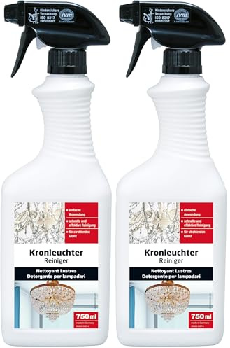 Baufan Kronleuchter Reiniger 750ml I Crystal-Reiniger für strahlenden Glanz I Schnelle & Effektive Reinigung I Kristall Deckenleuchte Reinigungsspray (Packung mit 2)