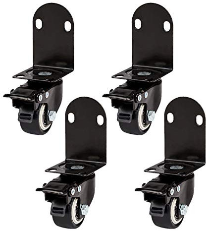 Rollen, Universalrollen, Möbelräder mit Bremsen, Rollen für Möbel, leise Rollen für Möbel auf Beinen, Rollen für Töpfe für Blumenständer, Kinderbett, Schreibtisch, 4 Stück, Schwarz (Schwarz 1,5 Zoll)