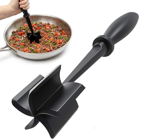 Mince Masher, Versatile High-Temp Heat-Resistant Hamburger Meat Chopper, Non-Stick Mince Meat Masher Shredder for Ground Turkey/Beef/Hamburger Meat, Nylon Utensil Cookware