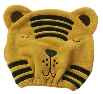 LOORGVEL Haartrockenwickel aus Korallenvlies mit Elastischem Bündchen und Schnelltrocknender Wirkung Cartoon Tiger Motiv für Frauen zu Hause und Reisen