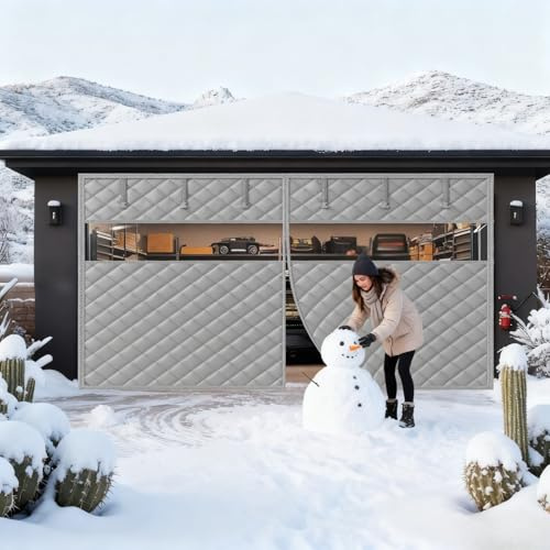Garage avec rideaux d'isolation magnétique, Kit d'isolation for porte de garage, moustiquaire magnétique for porte de garage(Grays,488x244cm)