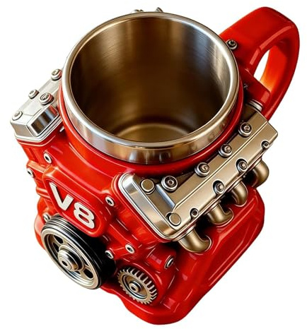 Vaso mecánico – Black Gear Copa de metal regalo para los amantes de los coches, termo aislado, accesorio de mesa | Recipiente grande y novedoso fabricado para el té de cumpleaños de Aut