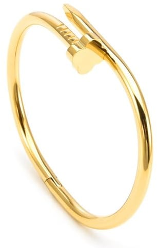 Chritice Armreif Gold Damen Armband Gold Damen S925 Sterling Silber Nagel Armreif Goldene Armbänder Goldenes Armband Dame Umfang 17CM kleeblatt Armreifen Geschenke für Frauen