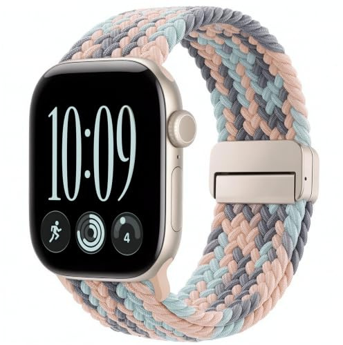 Yoohoo Geflochtenes Armband Kompatibel mit Apple Watch Band Damen Herren | 40mm 42mm 41mm 38mm 44mm 45mm 46mm 49mm Magnetisch Sport Nylon Loop für iWatch SE Series 12 11 10 9 8 7 6 5 Ultra 4 3 2 1