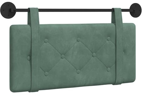 vidaXL Hängendes Kopfteil Meergrün Samt, Moderner rechteckiger Wand-Headboard aus Samt, bezogen mit Bändern, Knopfsteppung für entspannende Schlafzimmer-Deko