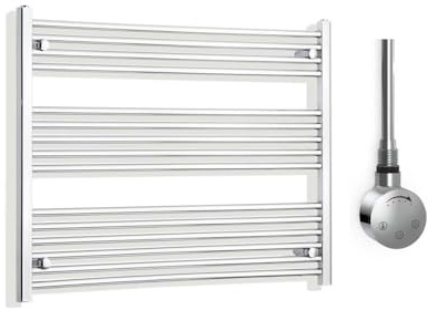 Companyblue 1200 x 800mm Sparkling Chrome Electric Heated Towel Rail with Thermostatic Heating Element - Ultra-Wide Space-saving Horizontal Radiator - Pre-Filled Electric Towel Warmer