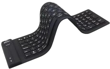 Tastiera Bluetooth pieghevole in silicone, impermeabile, portatile, silenziosa, morbida, flessibile, per viaggi, laptop, PC, tablet