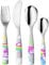 Gnali & Zani Einhorn Kinder Besteck Set 4-teilig | je 1x Messer, Gabel, Ess- und Teelöffel | Rostfreier Edelstahl | Spülmaschinenfest | Kinderbesteck ab 3 Jahre in hochwertiger Geschenkbox