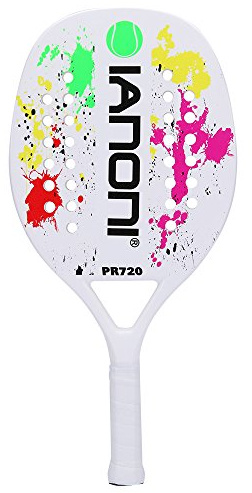 IANONI Beach Tennis Racket Carbon Paddle Fiber Grit Face with EVA Memory Foam Core Beach Tennis Raquet (White)