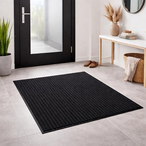 Mojawo Türmatte Fußmatte Schmutzfangmatte Eingangsmatte Sauberlaufmatte Fußabtreter 80x120cm schwarz rutschfest