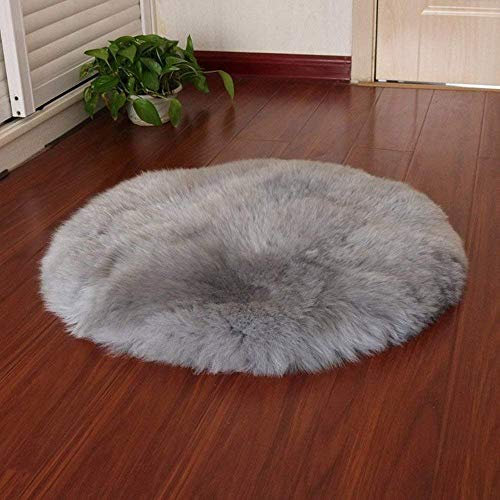 YDFYX Lammfell Schaffell Teppich Kunstfell Dekofell in Super weich Lammfellimitat Teppich Longhair Fell Optik Nachahmung Wolle Bettvorleger Sofa Matte (A-Grau, 45 x 45cm)
