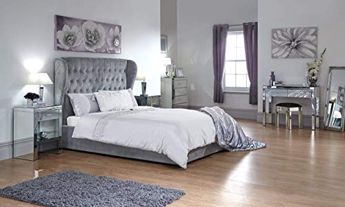 GFW Dakota Ottoman Bed Frame, 5ft King Size Platinum Chenille Fabric Bed with Gas Lift Storage Base, Upholstered Bedroom Furniture