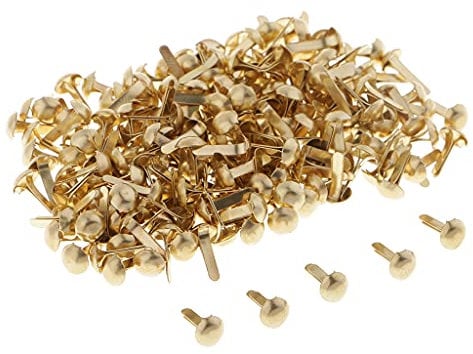 Sharplace 200 Stücke Mini Brads aus aus Musterklammern Musterbeutelklammern Verschlussklammern Klammern, Gold, 4,5 mm