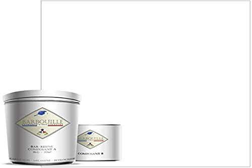 BAR-RESINE : Peinture/résine époxy bi-composants, en phase aqueuse pour carrelages, faiences, stratifiés, PVC, etc… - 1 kg BRILLANT - 10m² - Blanc - Titanium