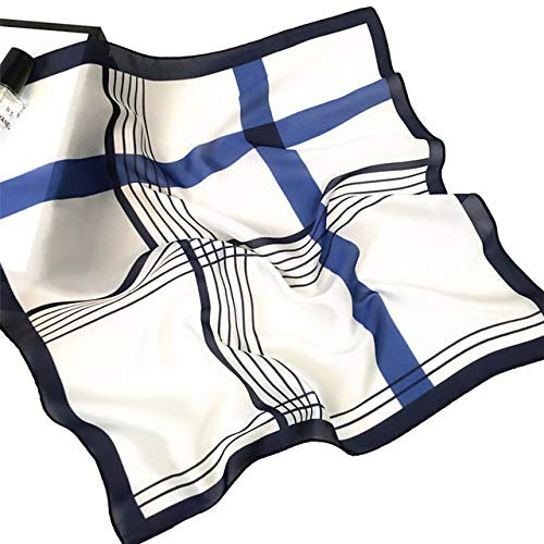 MAITONGG Bufanda De Seda Para Mujer 53 * 53Cm Marca De Lujo A Cuadros Pequeños Bufandas Cuadradas Pañuelo De Mujer Pañuelo De Verano Pañuelo De Primavera A Rayas Para Damas Corbata De Cuello Pañuelo D