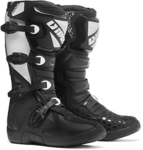 IMX RACING X-TWO Stivali da Moto Motocross Enduro Certificazione CE Nero/Bianco Chiusura a quattro fibbie numerosi protettori e rinforzi TPU e TPR