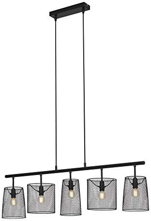 BRILONER - Pendelleuchte mit Drahtschirm, Vintage, E14 Fassung, max. 40 Watt, Hängeleuchte, Hängelampe Esstisch, Esszimmerlampe hängend, Wohnzimmerlampe, Küchenlampe, Retro, 96x120 cm, Schwarz