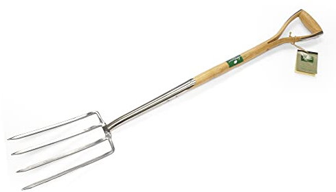 Greenman Ergonomic Digging Fork Stainless Steel Heavy Duty Ash Handled 116cm (46) x 18cm (7)