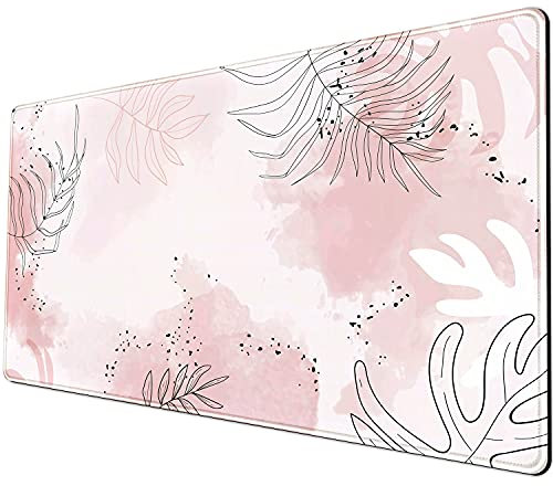 Schreibtischunterlage im Boho-Stil, Pastellgemälde, abstrakt, niedliches Mauspad, erweitertes Mauspad, extra groß, 80 x 40 cm, Laptop-Schutz, Computerzubehör, niedliche rosa Schreibtischunterlage