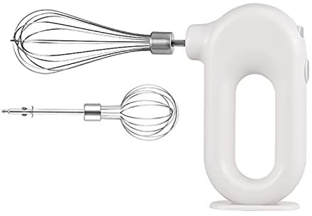 Lihuzmd Batidor eléctrico, Manual y Estable, batidora automática de Crema Batida, pequeñas Herramientas para Hornear para el hogar,Blanco