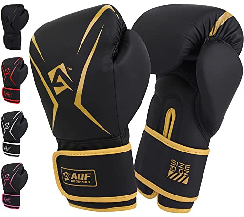 AQF Boxhandschuhe, Boxsack Handschuhe für Kickboxen & Muay Thai 4–16 Oz | Kinder & Erwachsene, Langlebiges Kunstleder, EVA-Polsterung Boxing Gloves, Trainingshandschuhe für MMA Kampfsport