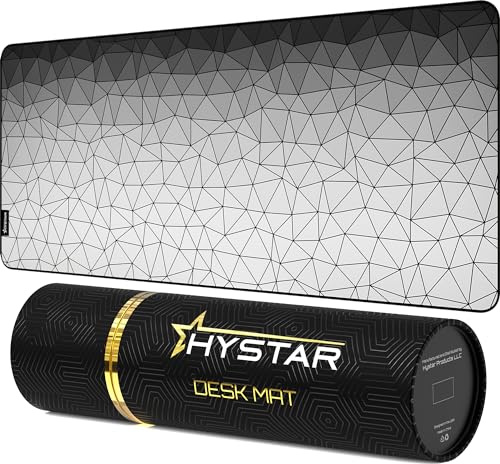 Hystar Alfombrilla de Mouse extendida para Juegos | XXL 36 x 16 Pulgadas | 5 mm de Grosor, Superficie Impermeable, Tela de poliéster Suave y Base de Goma Natural | Poli Blanco