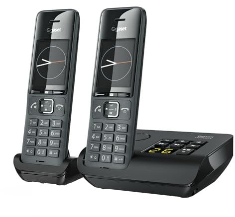 Gigaset Comfort 520A Duo – 2 schnurloses DECT-Telefon mit Anrufbeantworter – Elegantes Design – Premium-Audio-Qualität – Telefonbuch für bis zu 200 Kontakte – Dunkelgrau
