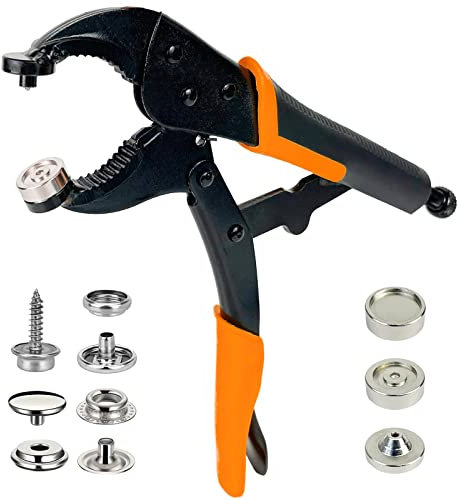 Heavy Duty Snap Fastener Tool Adjustable Vice Grip Snap Setter Tool Includes 40 Sets 15mm Snaps for Boat Cover, Replacing Metal Snaps, Repairing Boat Covers, Canvas, Sewing, Tarps