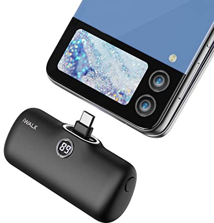 iWALK Powerbank 4800mAh,USB-C Ausgabe & Eingabe, Tragbares Ladegerät, Petit Externer Akku Kompatibel mit iPhone 16/15,16/15 Pro, Samsung Galaxy S25,Xiaomi Note 13, Frau, Mann, Schwarz