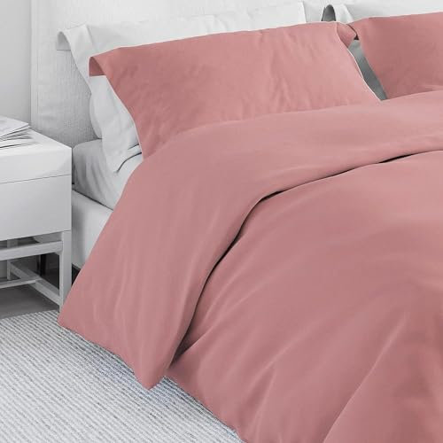 Corredocasa Copripiumino in Puro Cotone Morbidissimo Tinta Unita Dotato di Federa/e Disponibile in una Vasta Gamma di Colori e Per Tutti i Tipi di Letto (Rosa Cipria, Una Piazza e Mezza)