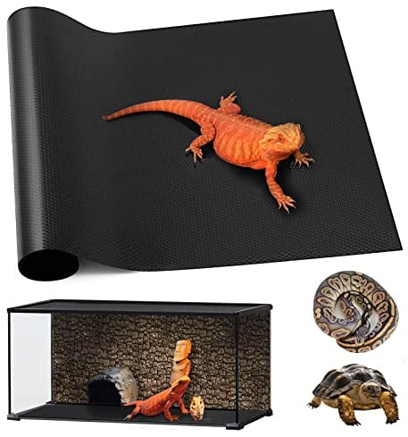 Reptile Carpet, Bearded Dragon Substrates, Tortoise Bedding Mat, Terrarium Substrate Liner for Leopard Gecko, Tortoise, Turtle, Lizard, Snake, Iguana Reptile Tank Accessories Black(45x90cm)