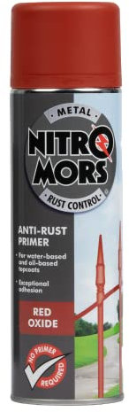 Nitromors Anti-Rust Primer Fast Drying Rust Resistant Metal Spray Paint for Comprehensive Surface Protection, Red Oxide 500 ml