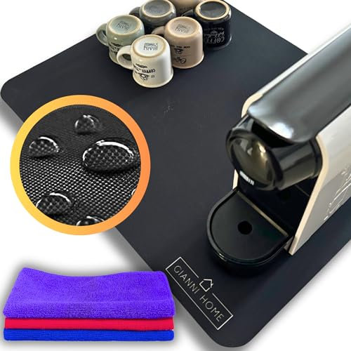 Tappetino Scolapiatti Assorbente 50x40 con 3 Panni Microfibra, Tappetino Macchina Caffe Extra Spessore, Tappetino Assorbente Cucina