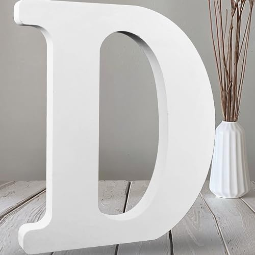AOCEAN 30,5 cm weiße große Holzbuchstaben, unlackierte Holzbuchstaben für Wanddekoration, dekorative stehende Buchstaben, Scheiben, Schild, Dekoration für Handwerk, Zuhause, Party-Projekte (D)
