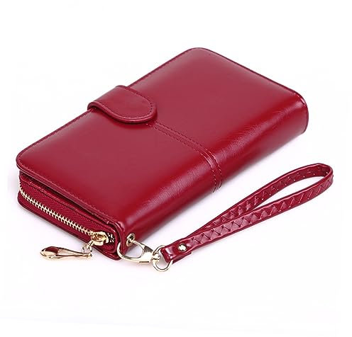 GALPADA à Main pour Femme en PU Porte-Monnaie de Grande Capacité Porte-Monnaie avec Fermeture Éclair Et Boucle