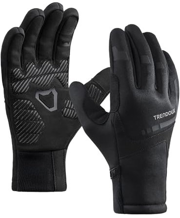 TRENDOUX Spritzfest Handschuhe für Herren Damen, Verdickte Leichte rutschfeste Warme Ski Handschuhe Fotografie Reiten Schwarz XL