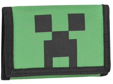 Franco Cosimo Panini - Portefeuille Minecraft, 3 Compartiments, Fermeture en Velcro, Unisexe pour Enfants, Vert